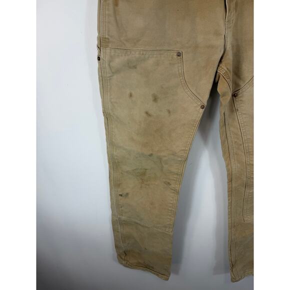 Vintage USA Made Carhartt Double Knee Carpenter Pants Tan Fits 30x32 No Button - Picture 12 of 14